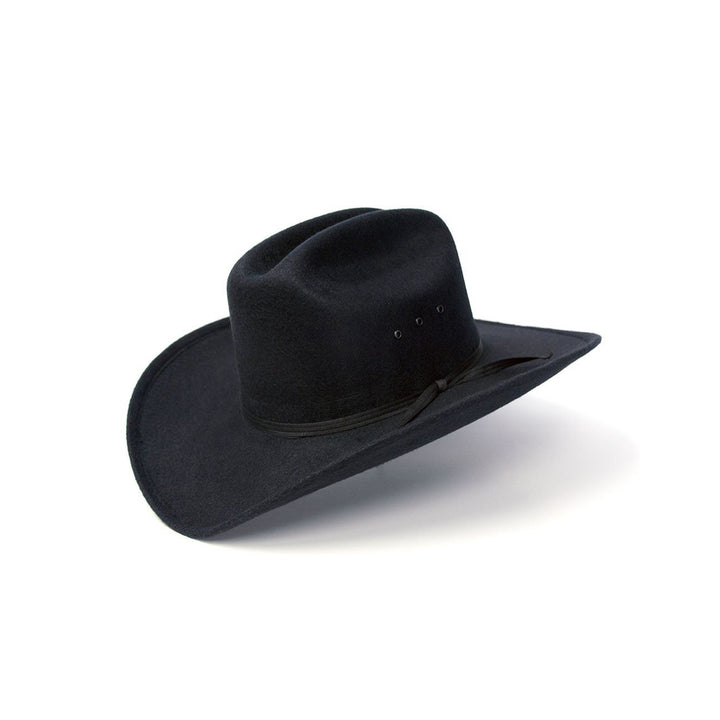 Black Felt Finish Western Cattleman Hat with Black Hat Band