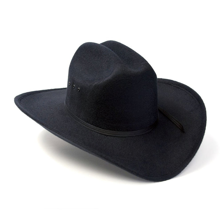 Black Felt Finish Western Cattleman Hat with Black Hat Band