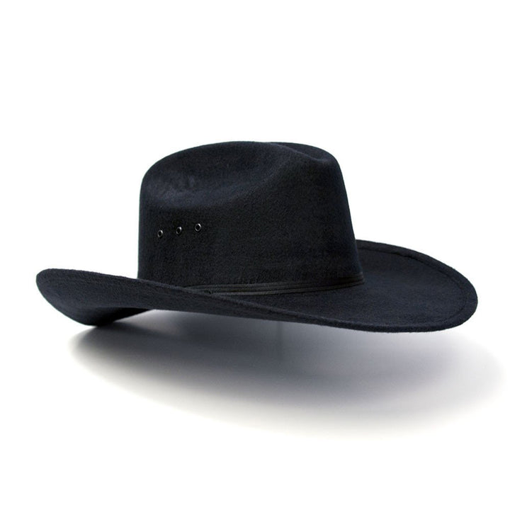 Black Felt Finish Western Cattleman Hat with Black Hat Band