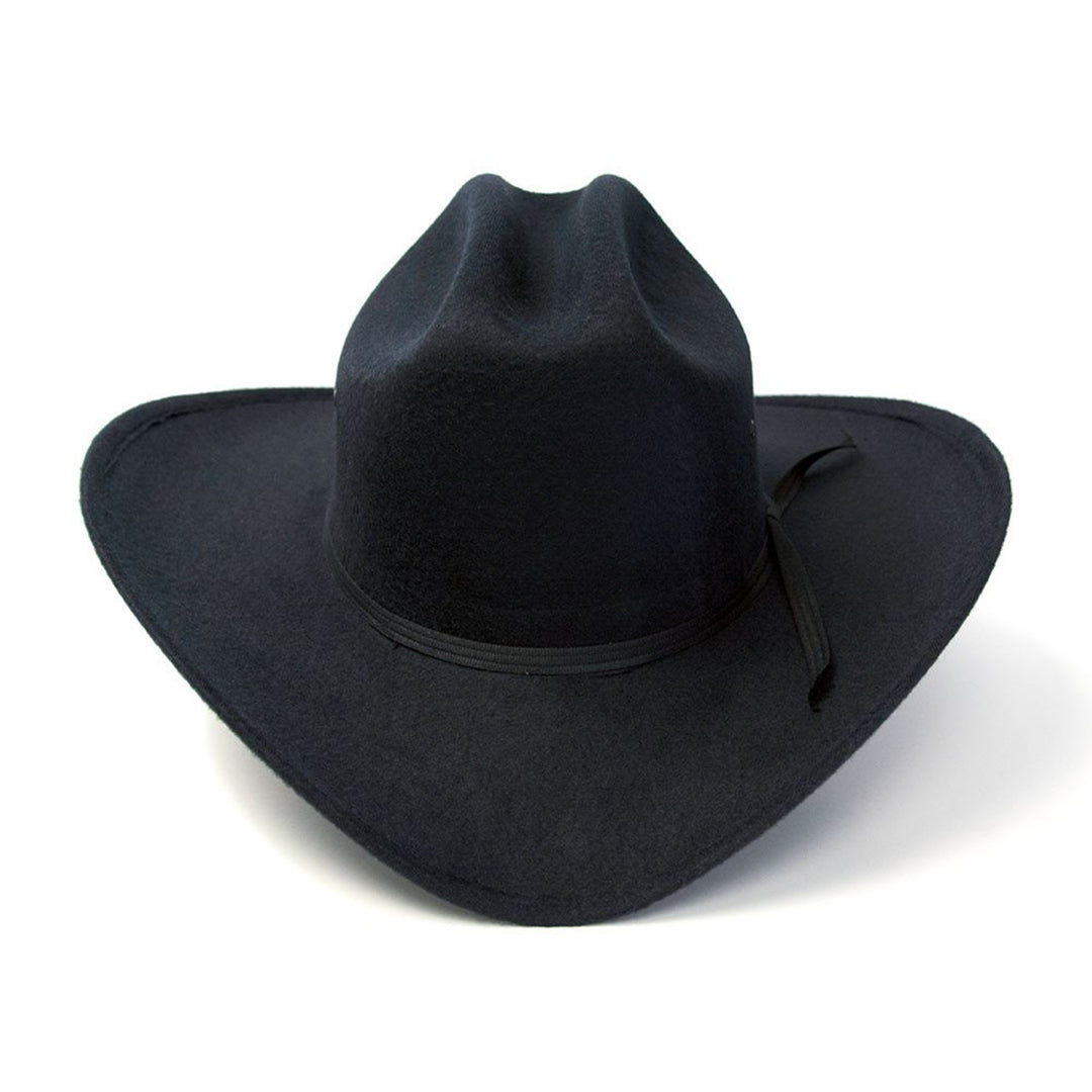 Black Felt Finish Western Cattleman Hat with Black Hat Band