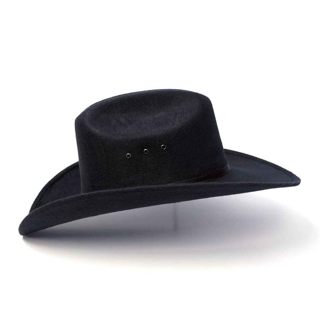 Black Felt Finish Western Cattleman Hat with Black Hat Band