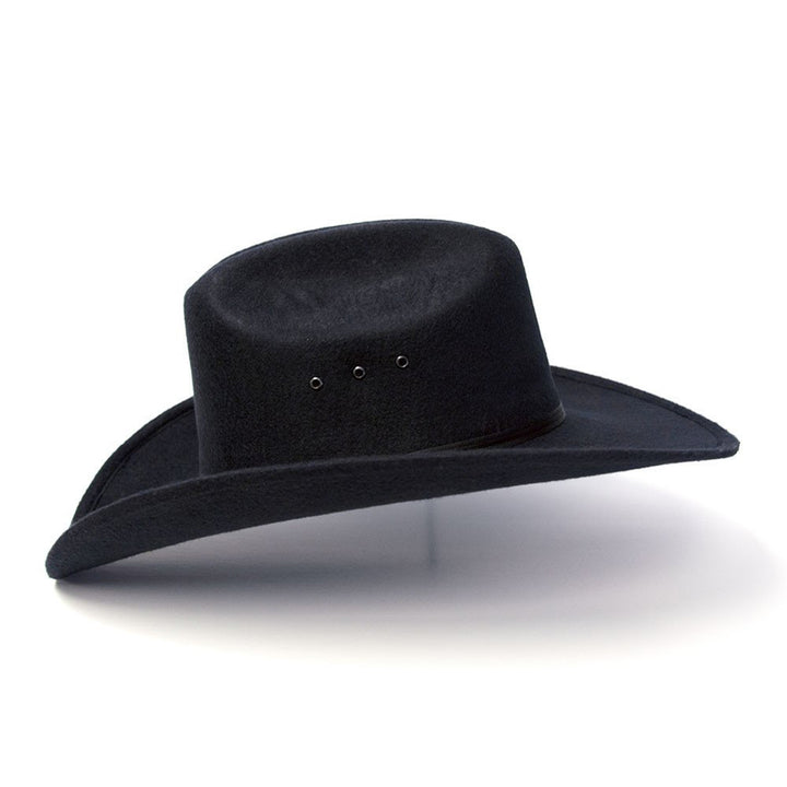 Black Felt Finish Western Cattleman Hat with Black Hat Band