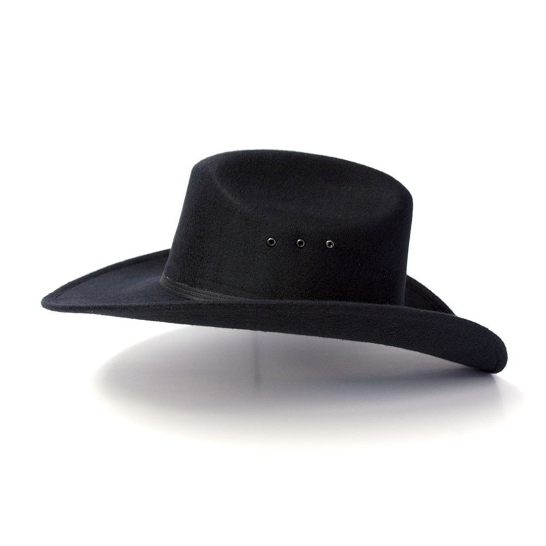 Black Felt Finish Western Cattleman Hat with Black Hat Band