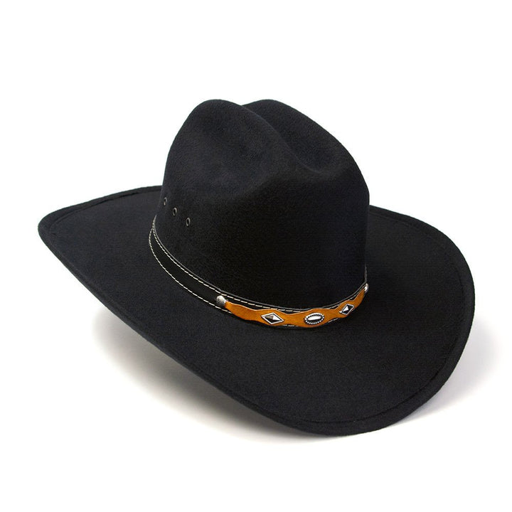 Black Felt Finish Western Cattleman Hat with Black &amp; Brown Hat Band