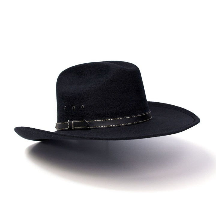 Black Felt Finish Western Cattleman Hat with Black &amp; Brown Hat Band