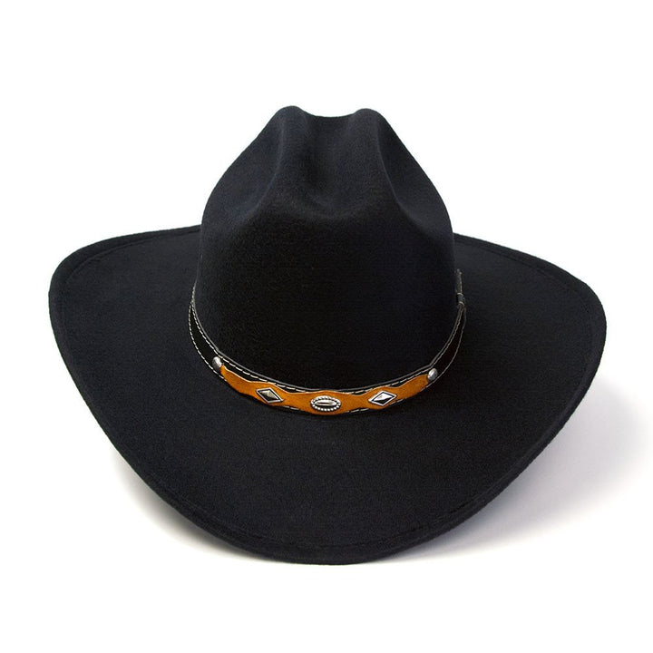 Black Felt Finish Western Cattleman Hat with Black &amp; Brown Hat Band