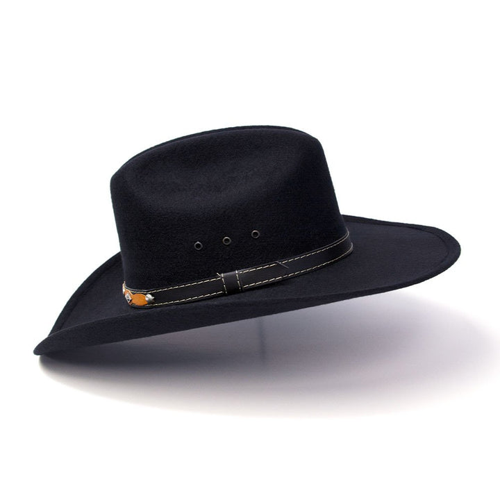 Black Felt Finish Western Cattleman Hat with Black &amp; Brown Hat Band