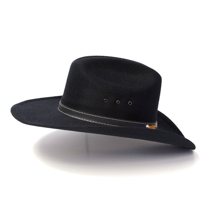 Black Felt Finish Western Cattleman Hat with Black &amp; Brown Hat Band