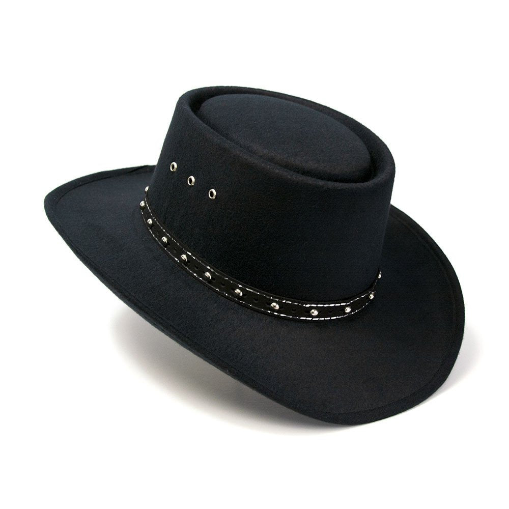 Black Felt Finish Western Gambler Hat