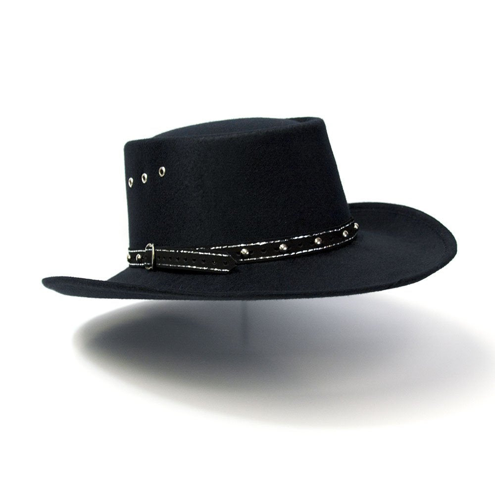 Black Felt Finish Western Gambler Hat