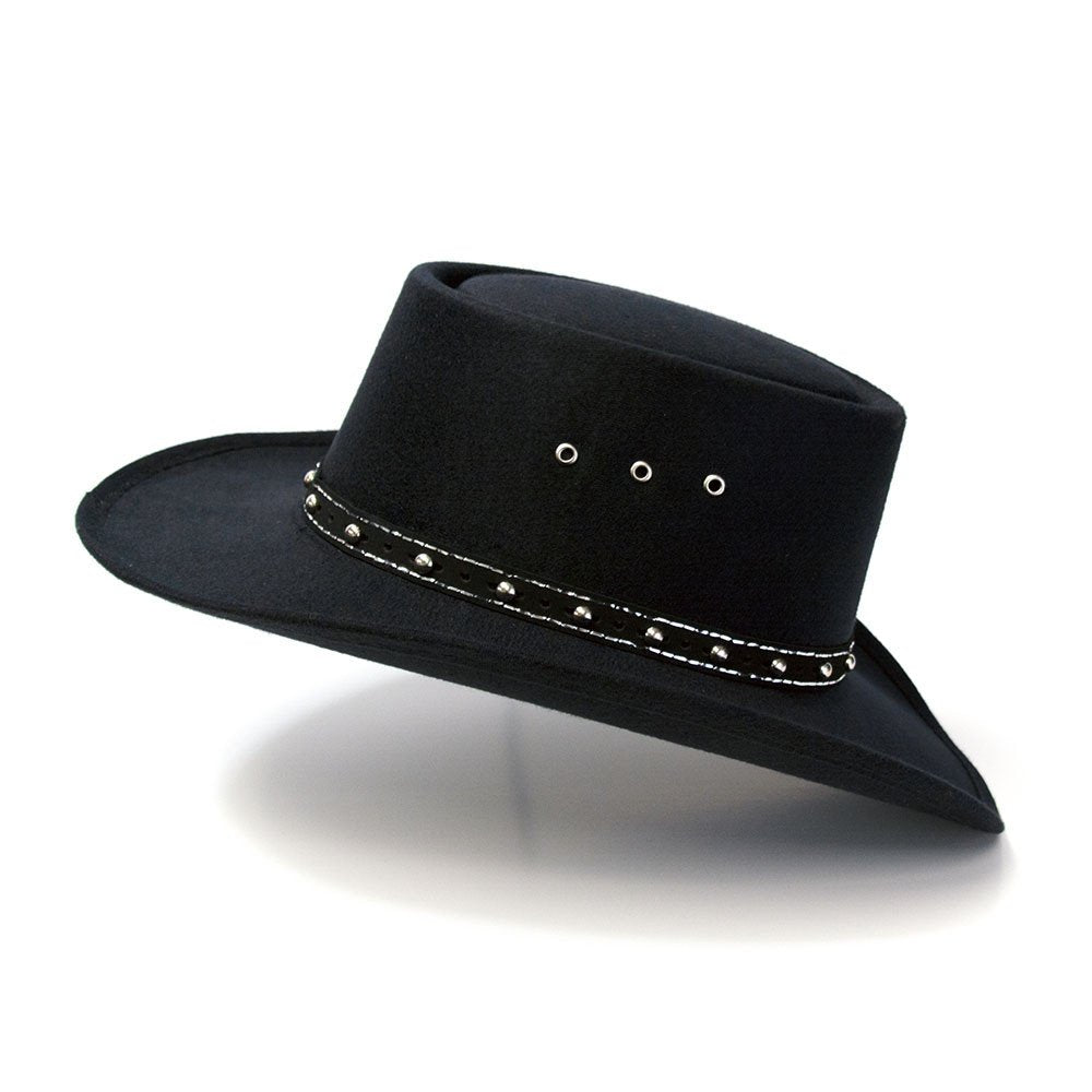 Black Felt Finish Western Gambler Hat