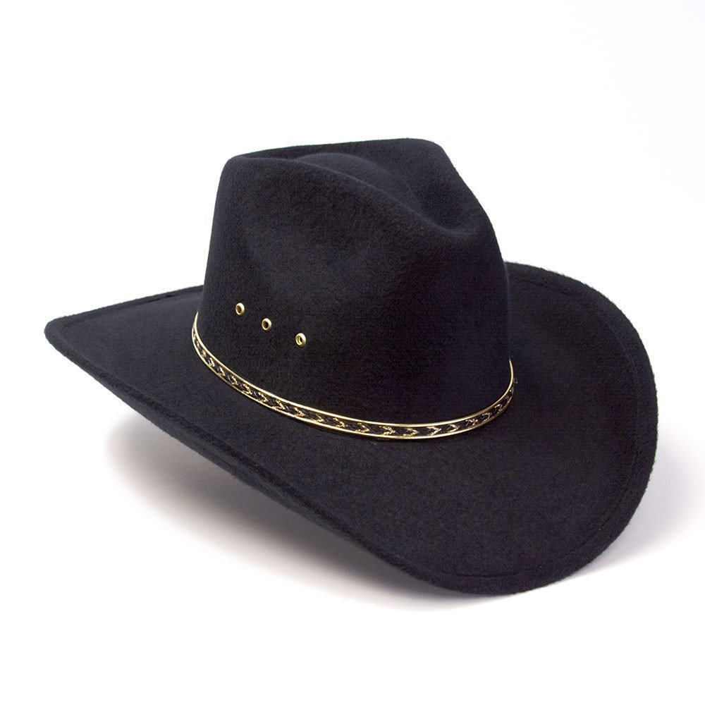 Black Felt Finish Western Pinch Front Hat