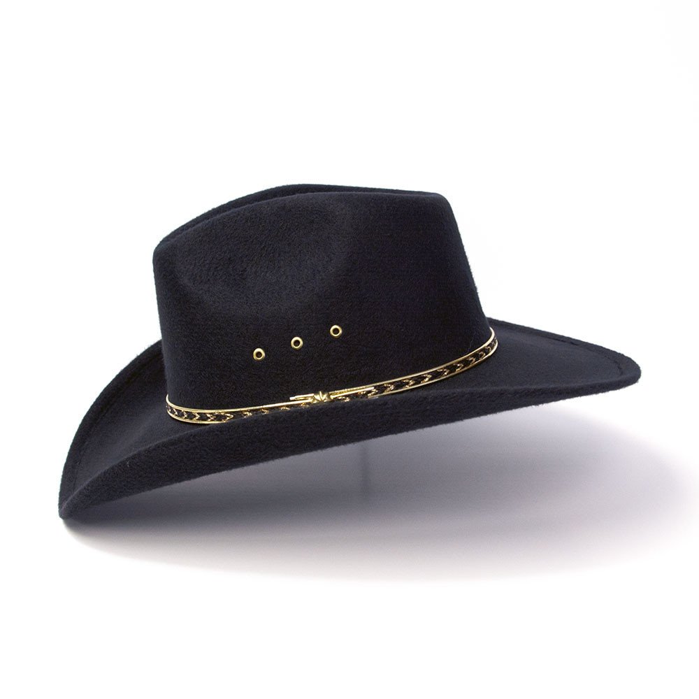 Black Felt Finish Western Pinch Front Hat