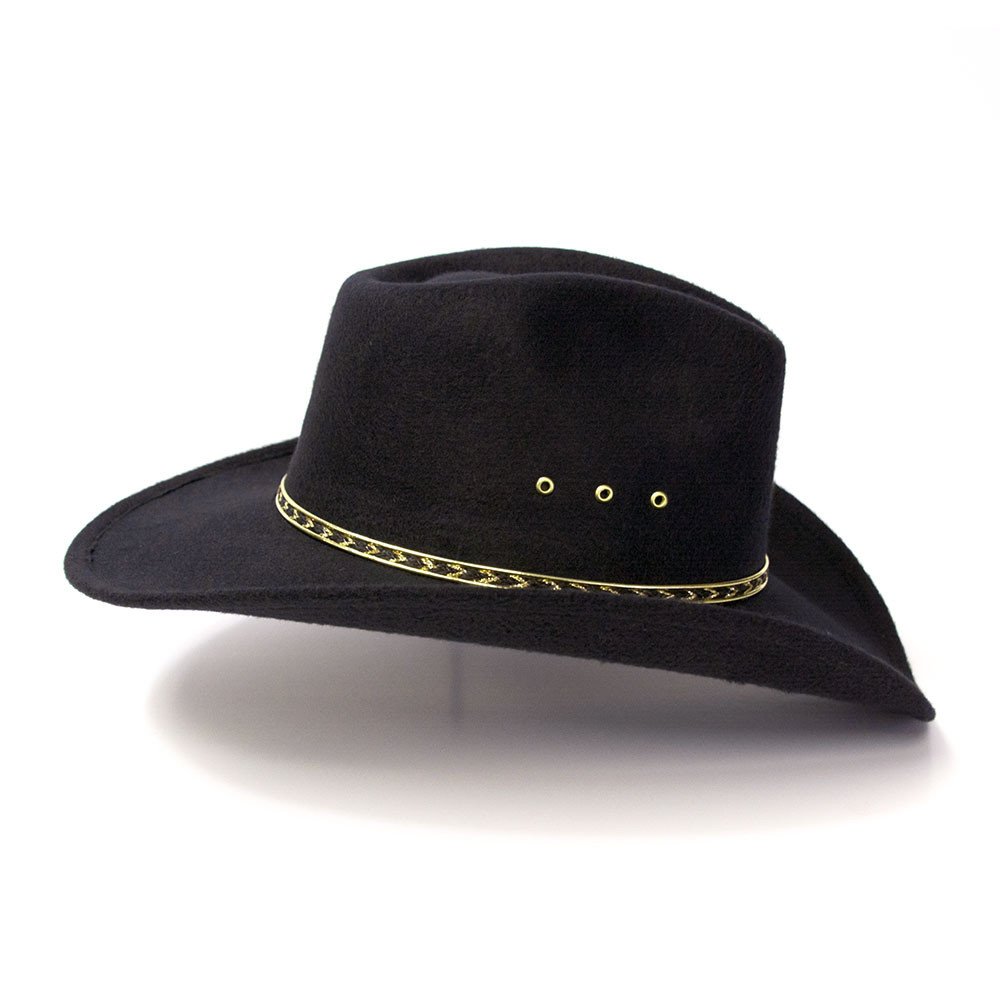 Black Felt Finish Western Pinch Front Hat