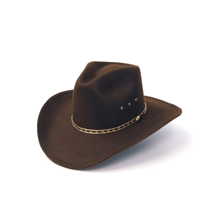 Brown Felt Finish Western Pinch Front Hat