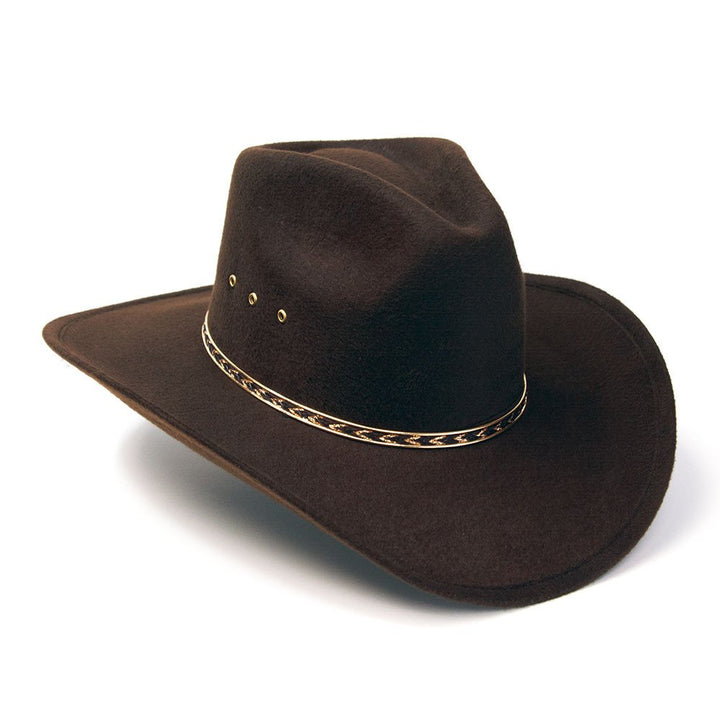 Brown Felt Finish Western Pinch Front Hat