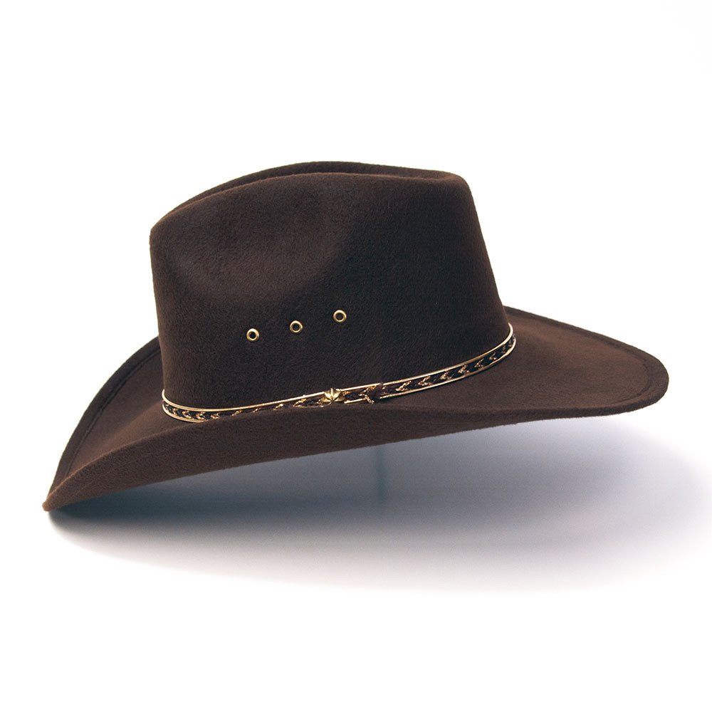Brown Felt Finish Western Pinch Front Hat