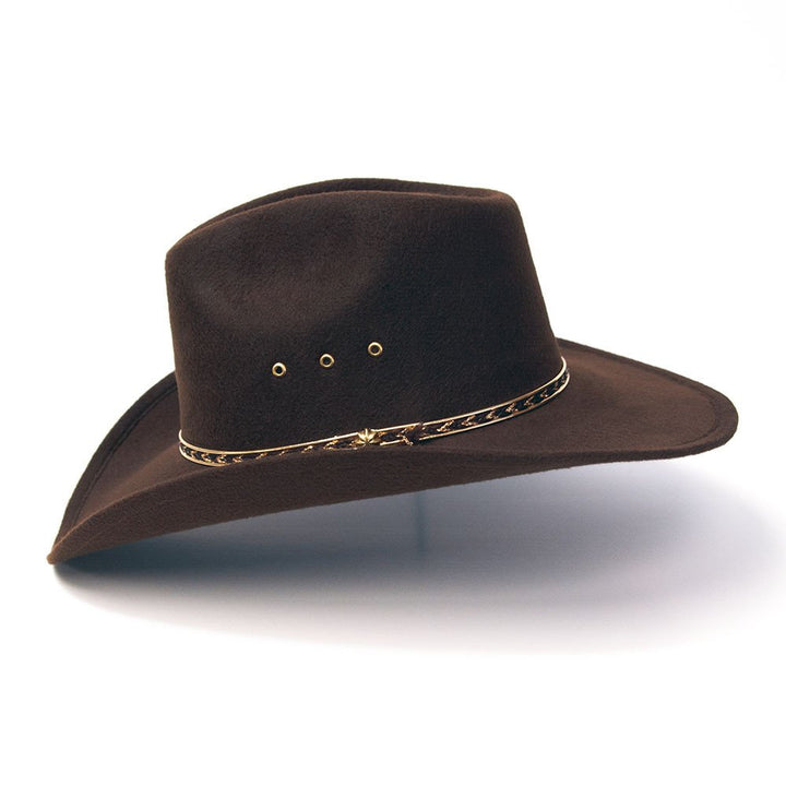 Brown Felt Finish Western Pinch Front Hat