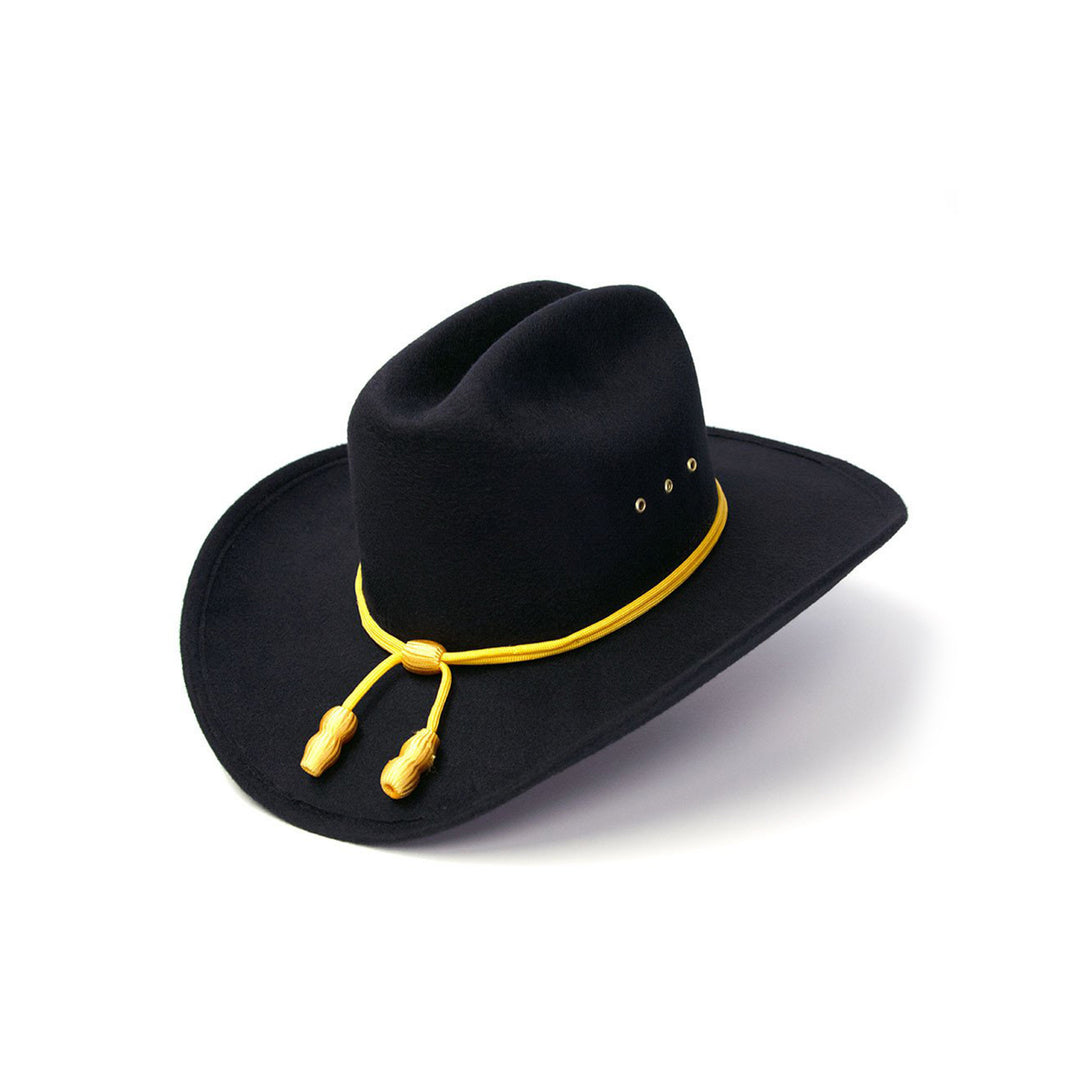 Black Felt Finish Western Cattleman Hat with Cavalry Hat Band