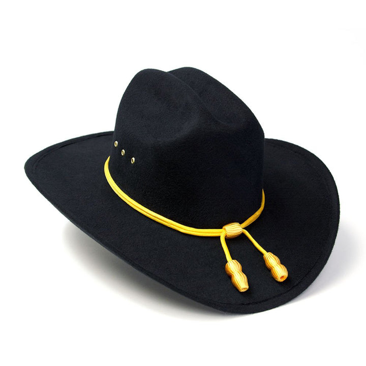 Black Felt Finish Western Cattleman Hat with Cavalry Hat Band