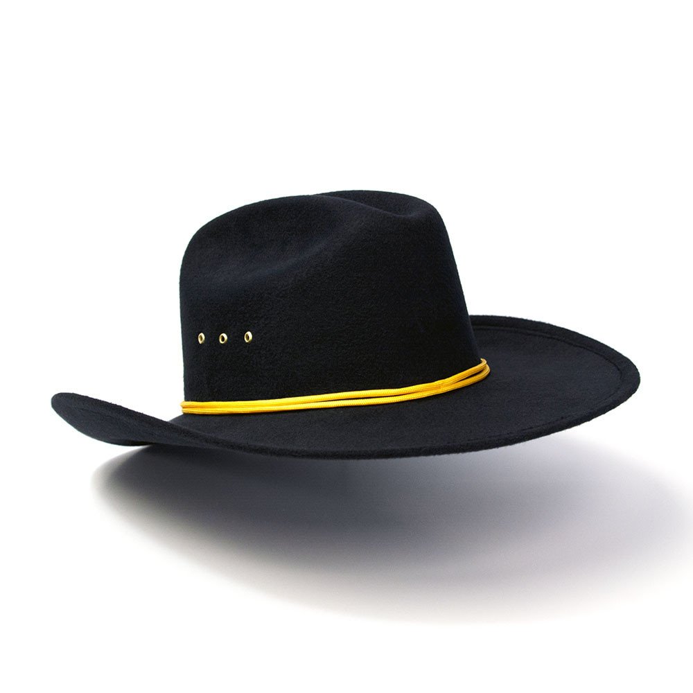 Black Felt Finish Western Cattleman Hat with Cavalry Hat Band