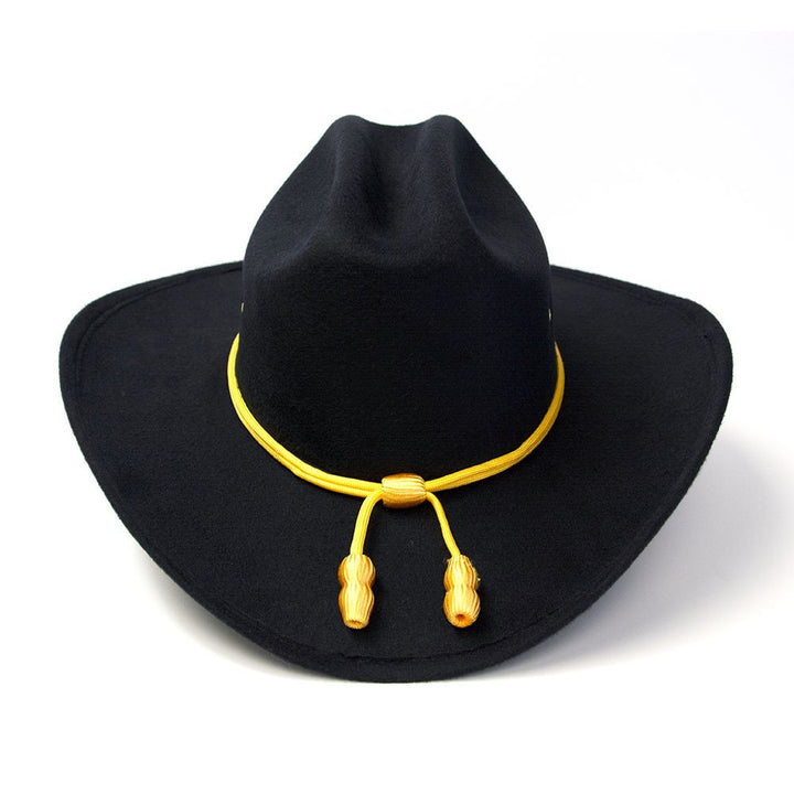 Black Felt Finish Western Cattleman Hat with Cavalry Hat Band