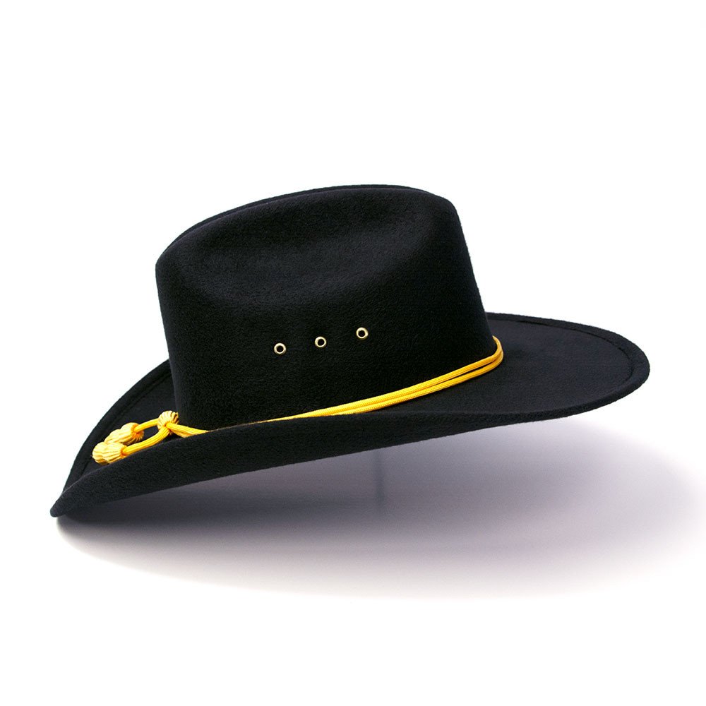 Black Felt Finish Western Cattleman Hat with Cavalry Hat Band