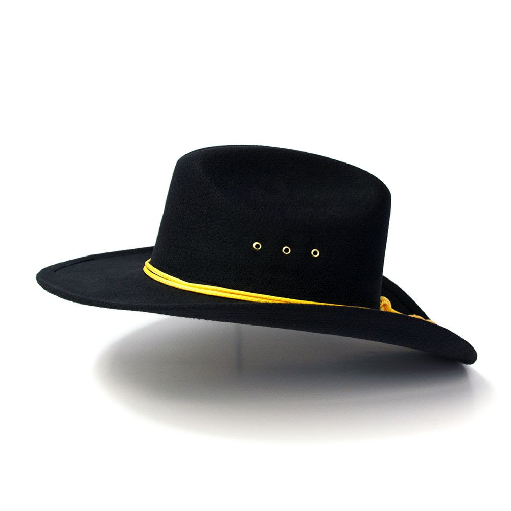 Black Felt Finish Western Cattleman Hat with Cavalry Hat Band