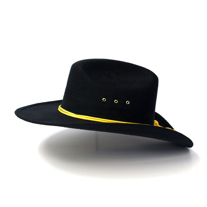 Black Felt Finish Western Cattleman Hat with Cavalry Hat Band