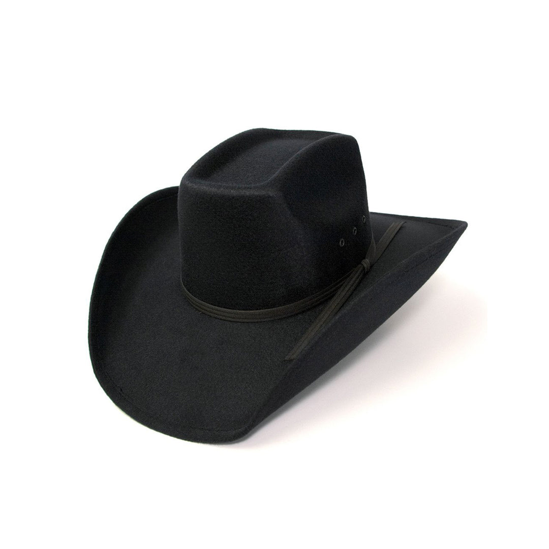 Black Felt Finish Western Wide Cattleman Hat with Black Hat Band