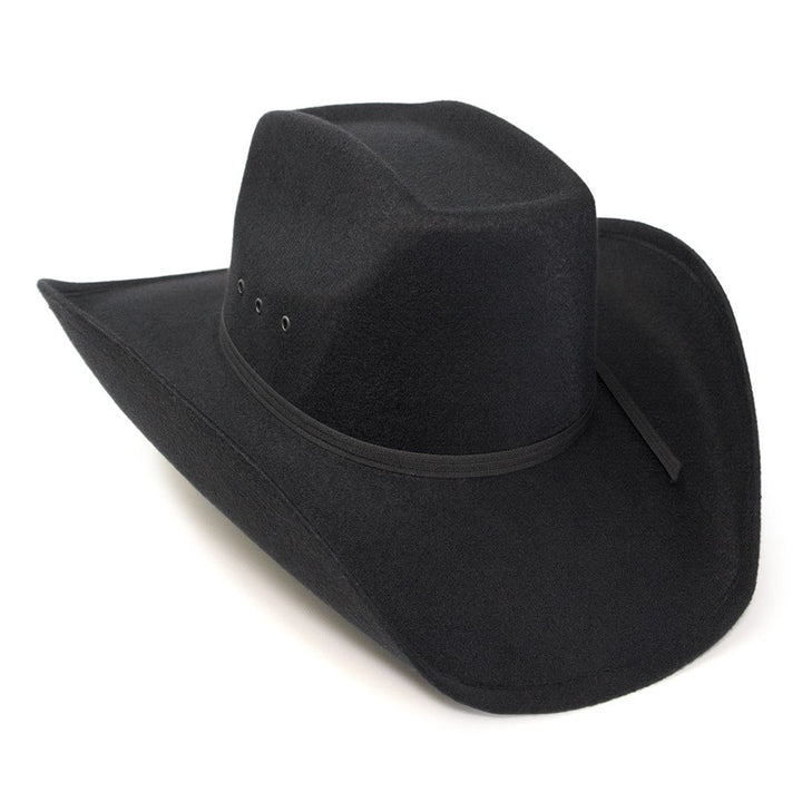 Black Felt Finish Western Wide Cattleman Hat with Black Hat Band