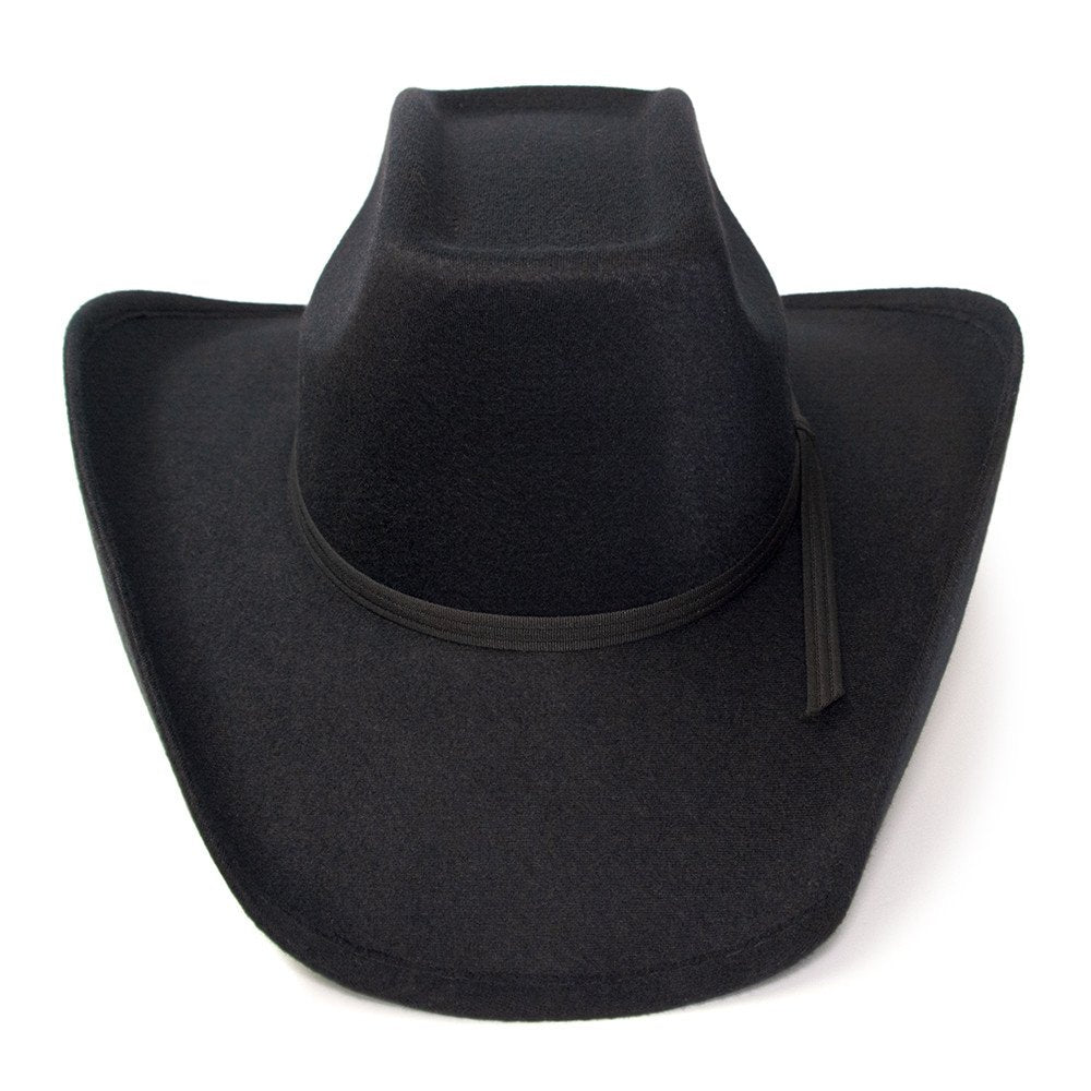 Black Felt Finish Western Wide Cattleman Hat with Black Hat Band