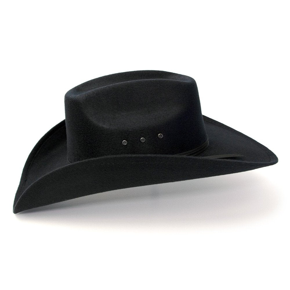Black Felt Finish Western Wide Cattleman Hat with Black Hat Band