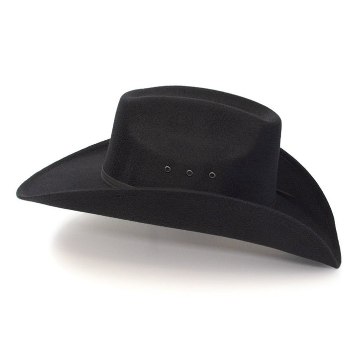 Black Felt Finish Western Wide Cattleman Hat with Black Hat Band