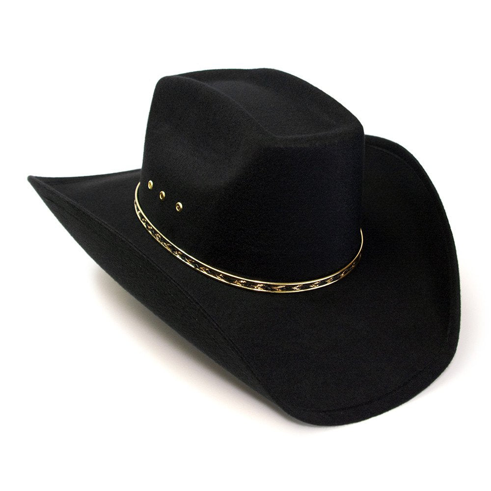 Black Felt Finish Western Wide Cattleman Hat