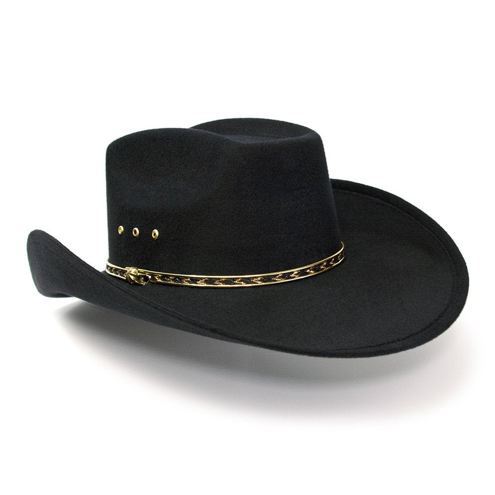 Black Felt Finish Western Wide Cattleman Hat