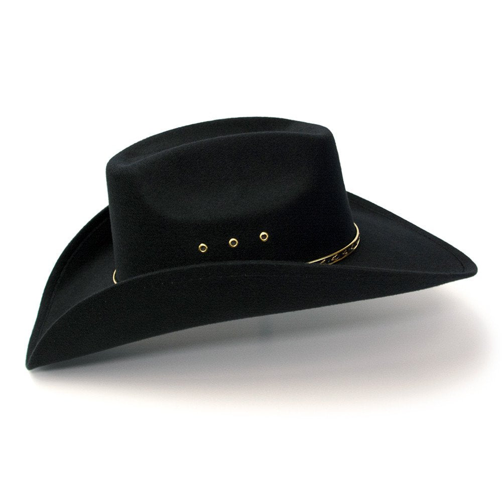 Black Felt Finish Western Wide Cattleman Hat