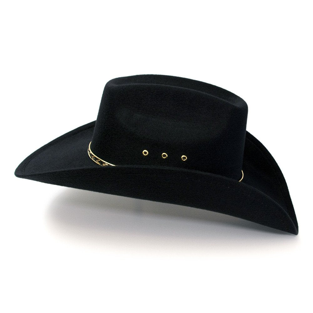 Black Felt Finish Western Wide Cattleman Hat