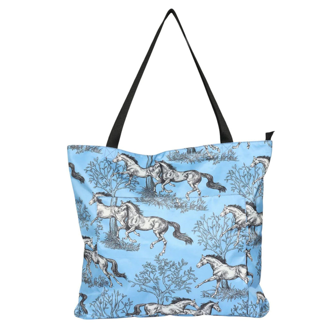 Horse Toile Equestrian Tote Bag - Blue