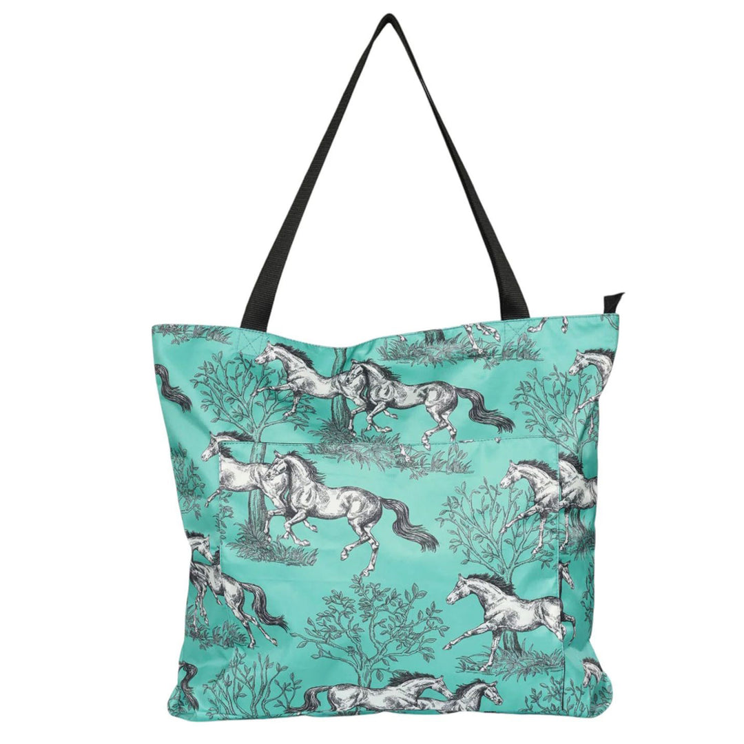 Horse Toile Equestrian Tote Bag - Green