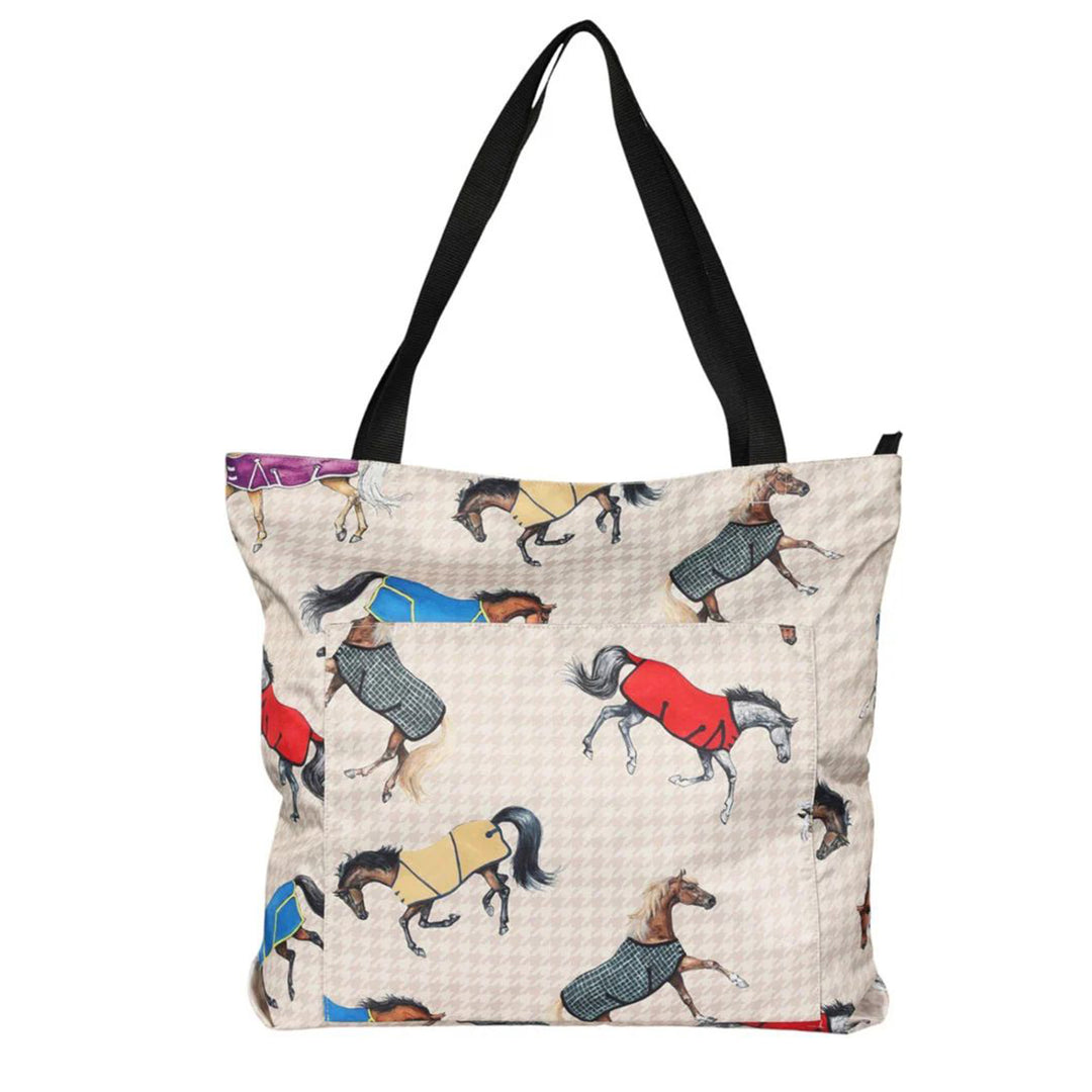 Horses in Blankets Equestrian Tote Bag - Beige