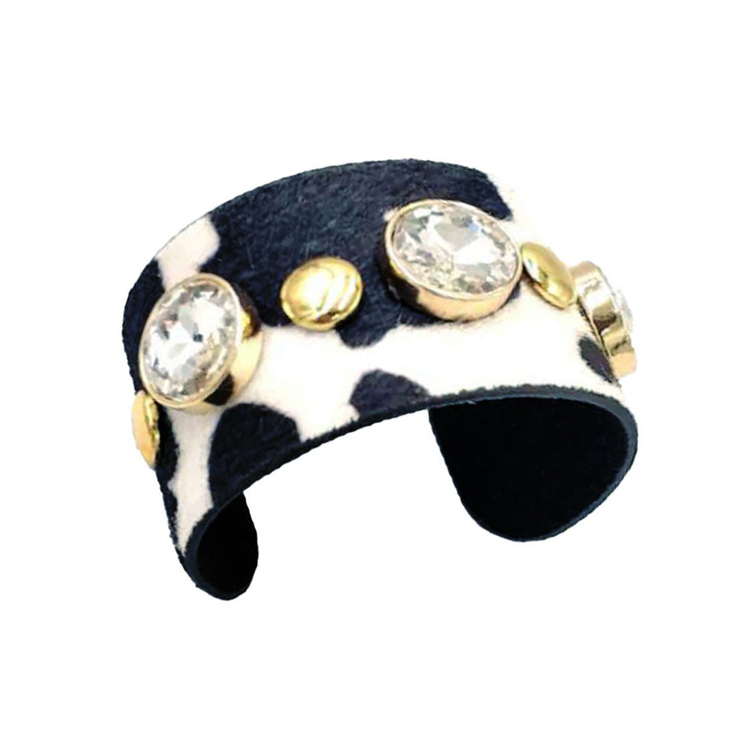 Black and White with Crystal Cuff Bracelet