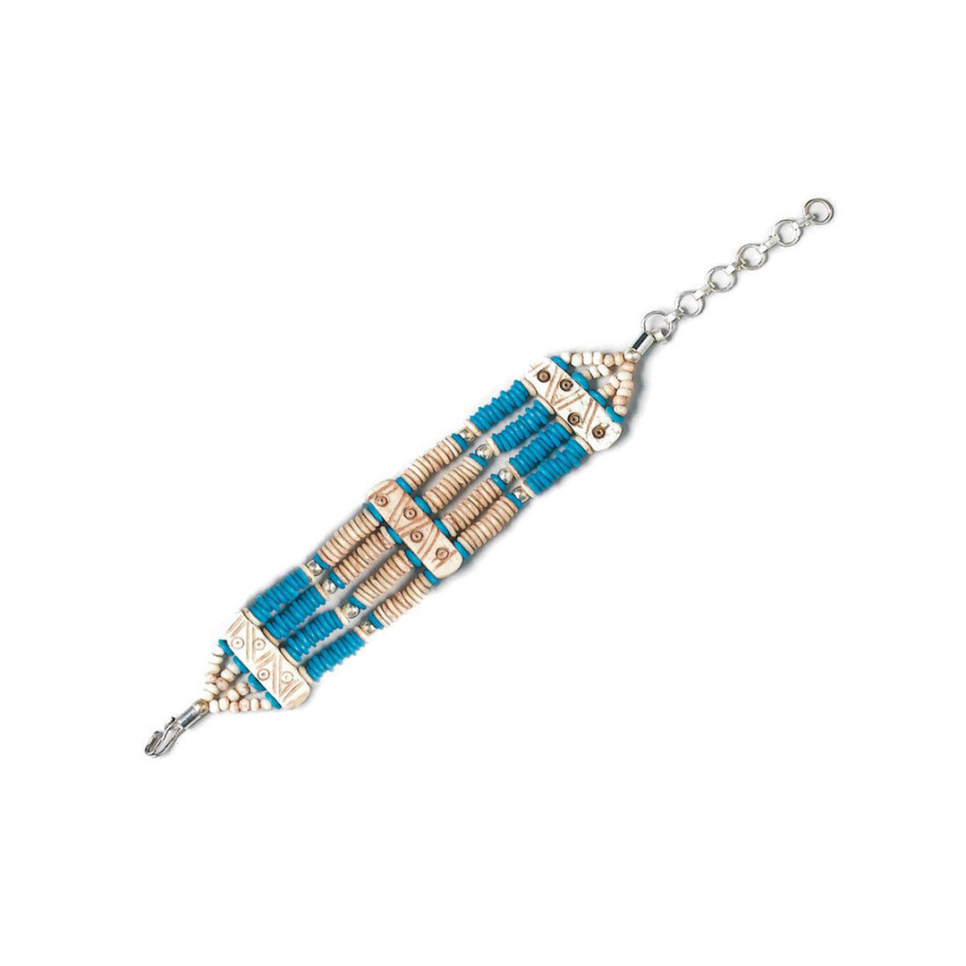 Genuine Bone Bracelet or Boot Chain in Natural &amp; Turquoise