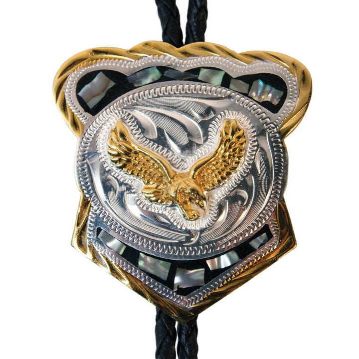Eagle &amp; Abalone German Silver Bolo Tie