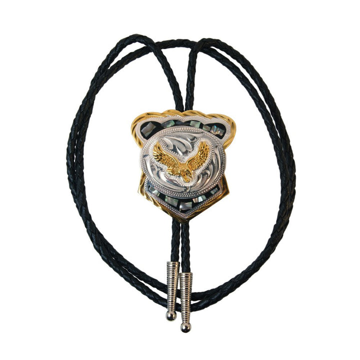 Eagle &amp; Abalone German Silver Bolo Tie