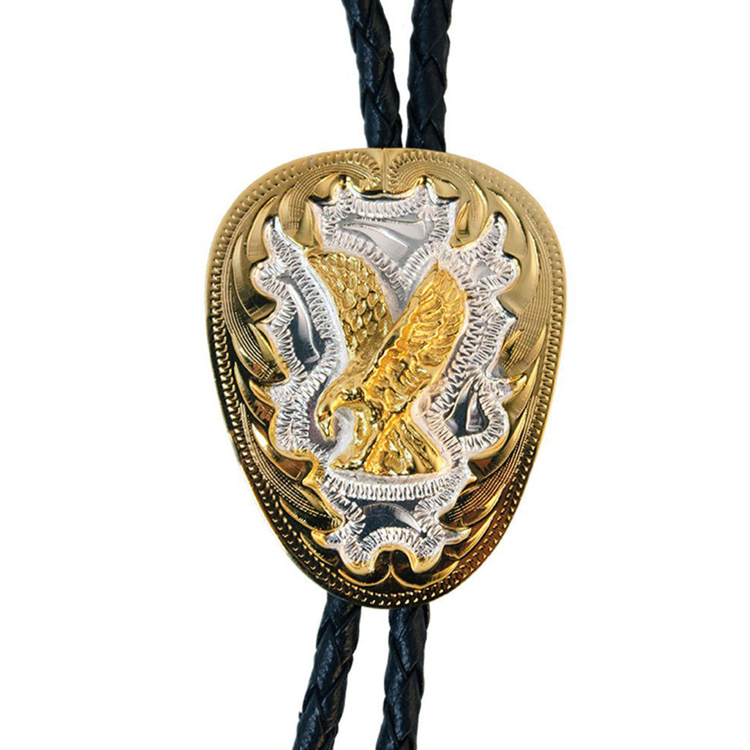 Eagle on German Silver Bolo Tie with Engraving