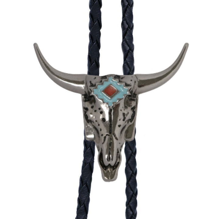 Longhorn Silver Metal Bolo Tie
