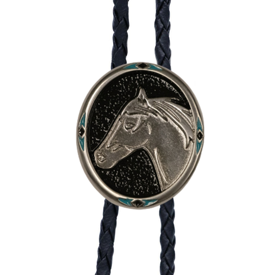 Horse Head Silver Metal Bolo Tie