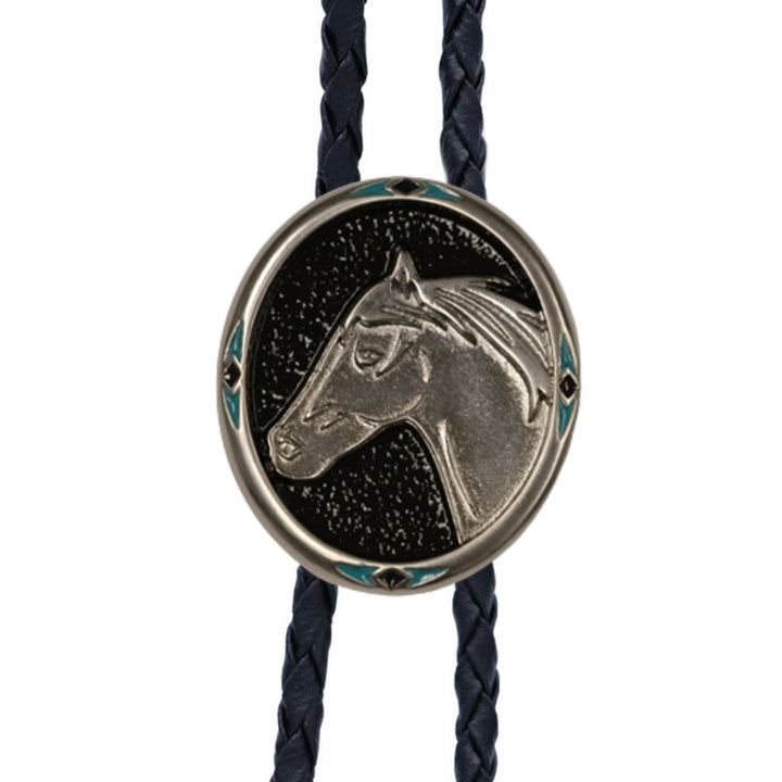 Horse Head Silver Metal Bolo Tie