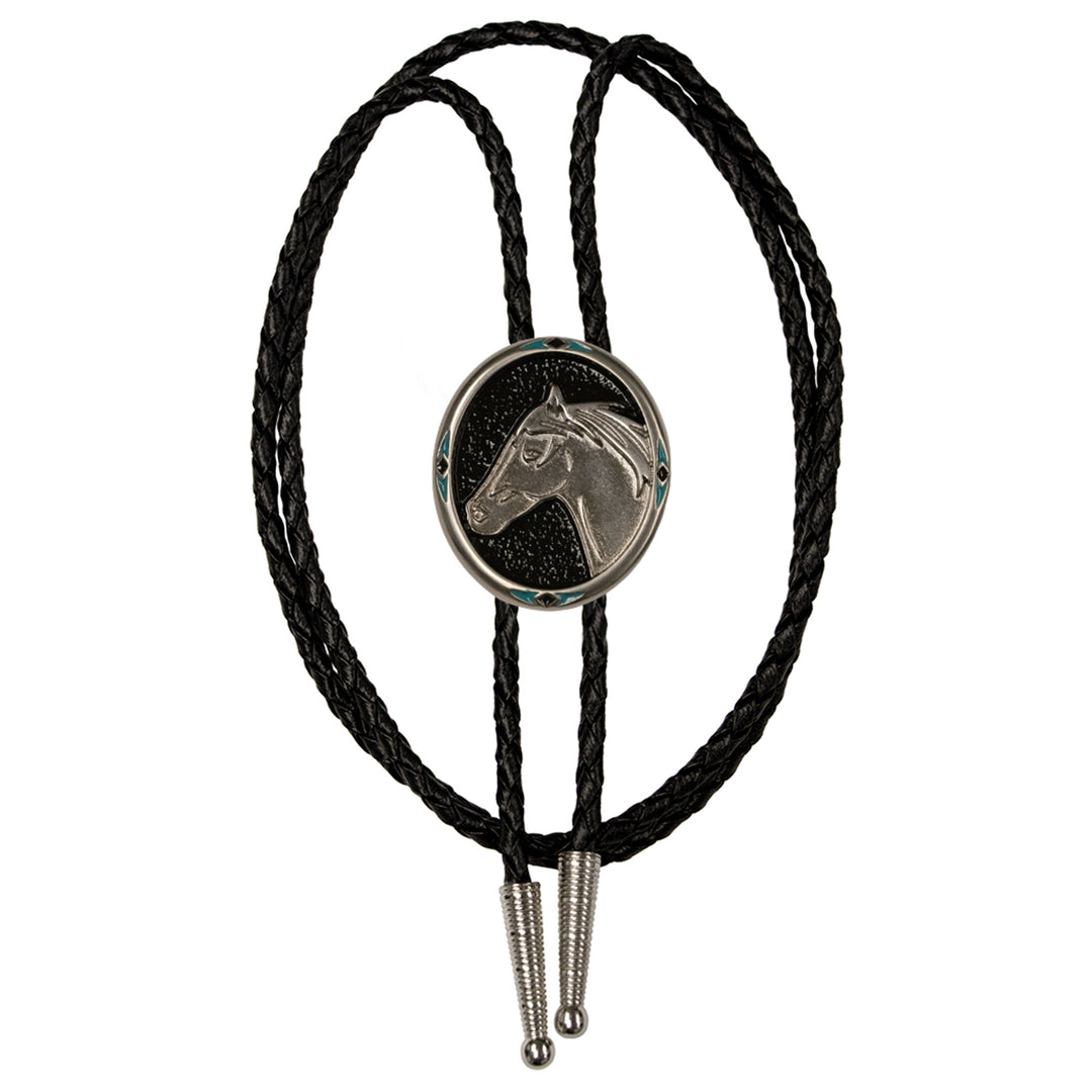 Horse Head Silver Metal Bolo Tie